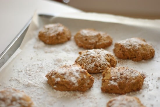 baked pumpkin cookies topped with powdered sugar baked pumpkin cookies topped with powdered sugar