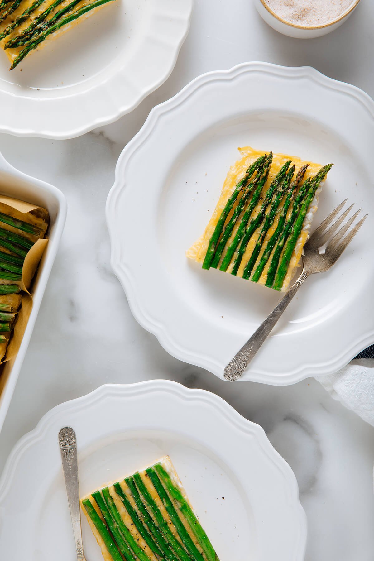 asparagus frittata on plates
