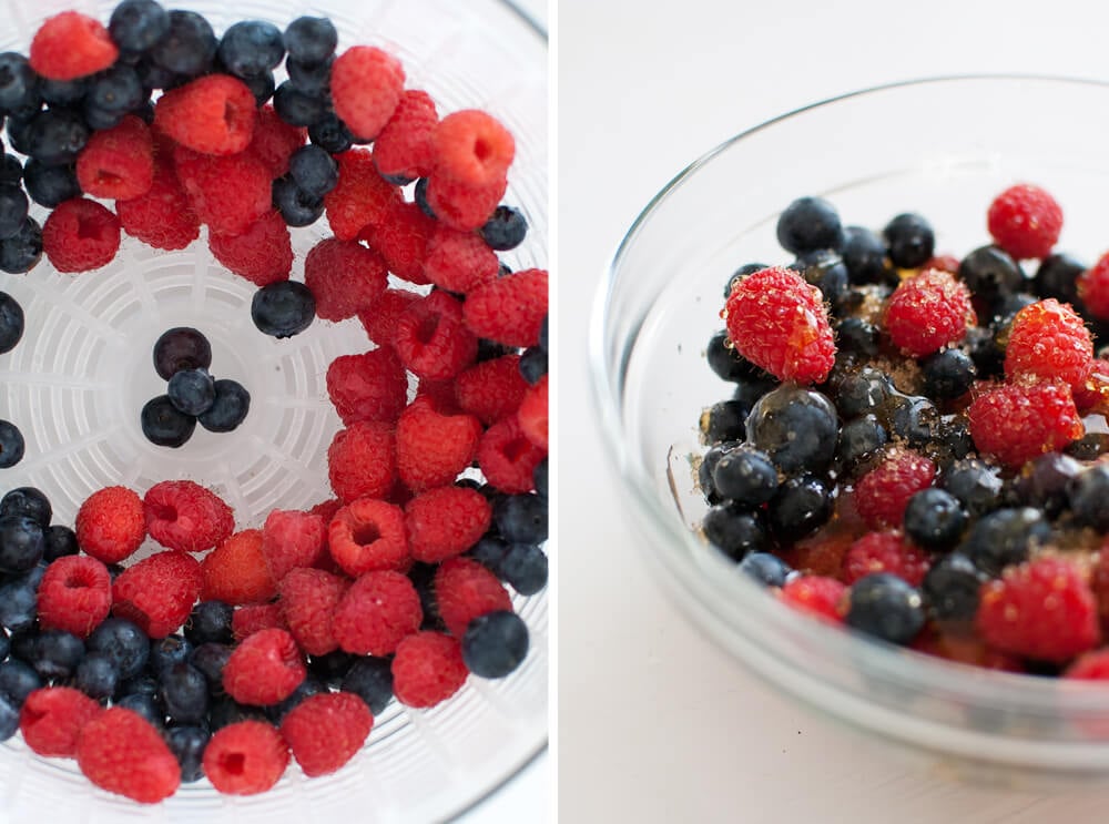 raspberries and blueberries