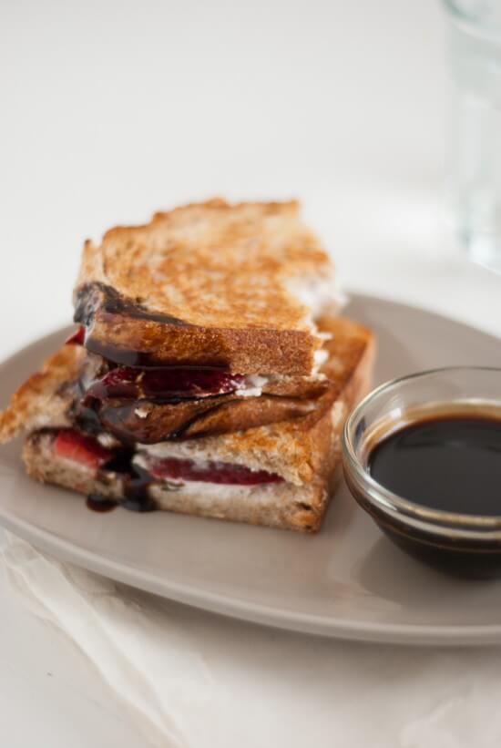 balsamic honey sauce on strawberry panini