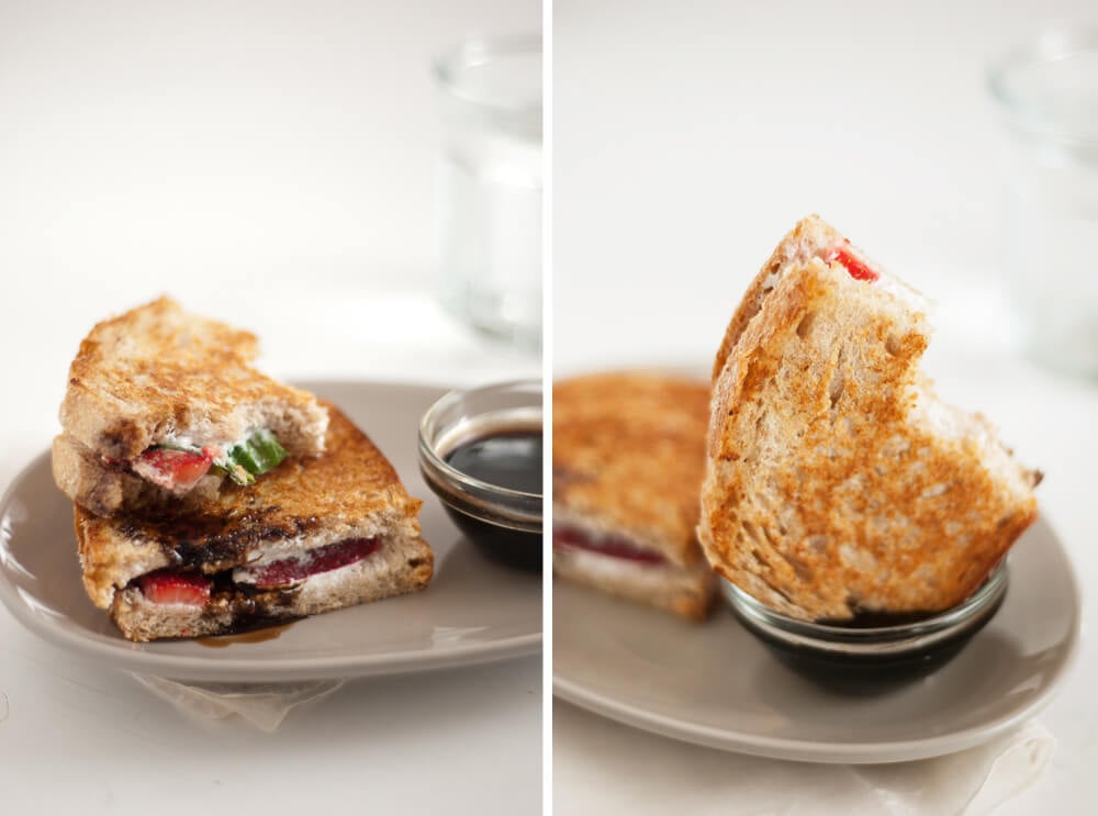 strawberry panini with balsamic honey sauce