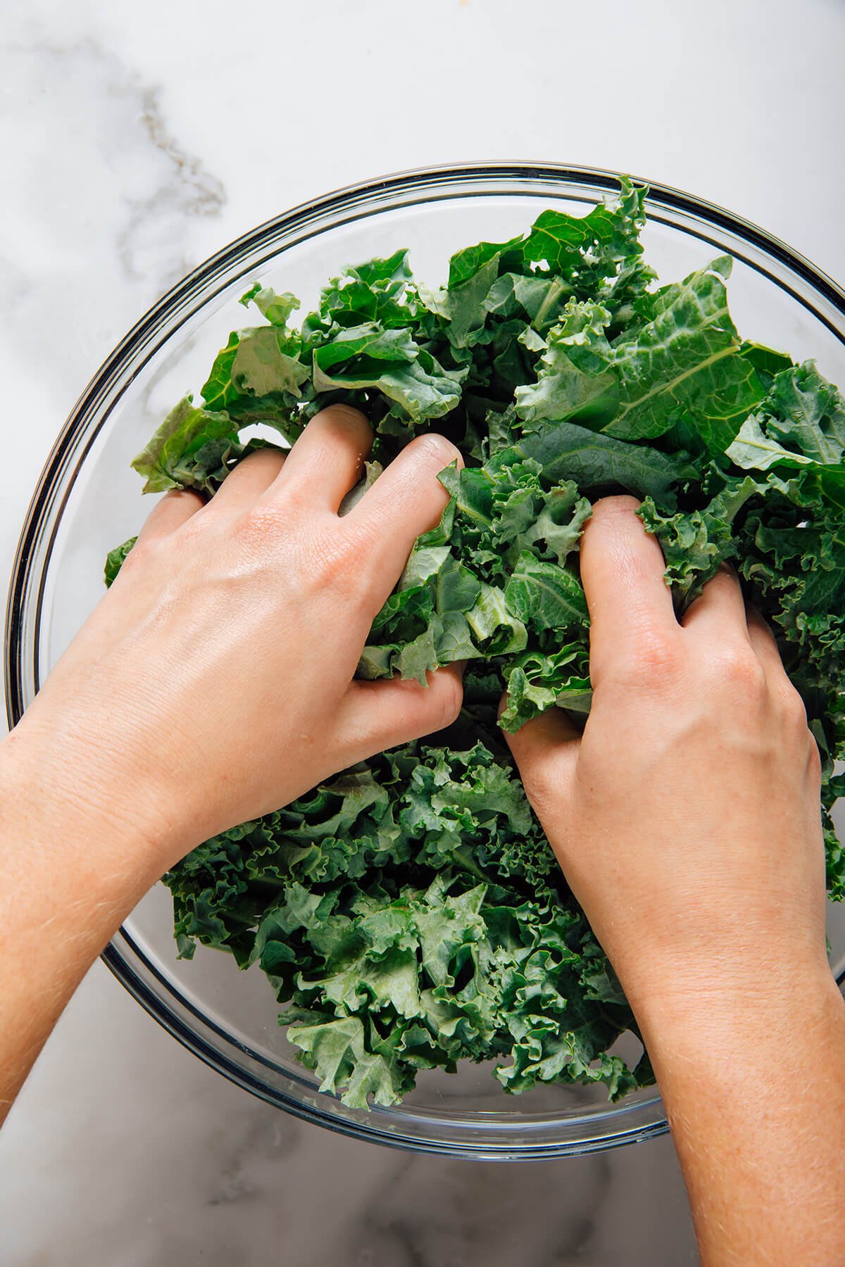 massaging kale