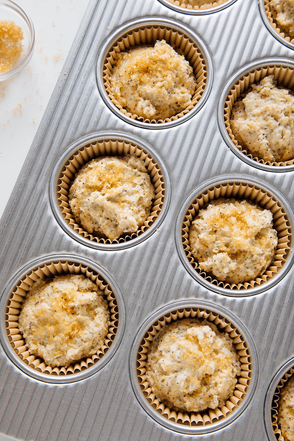 lemon poppyseed muffins before baking
