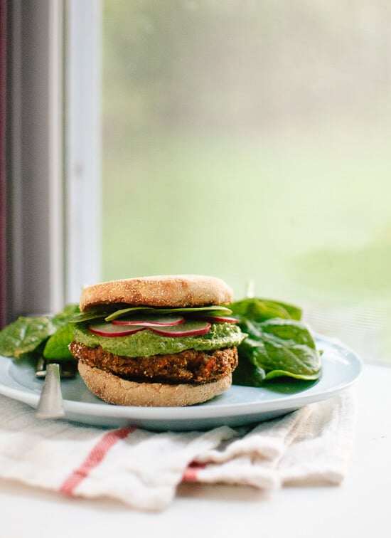 Easy lentil veggie burgers (gluten free) - cookieandkate.com