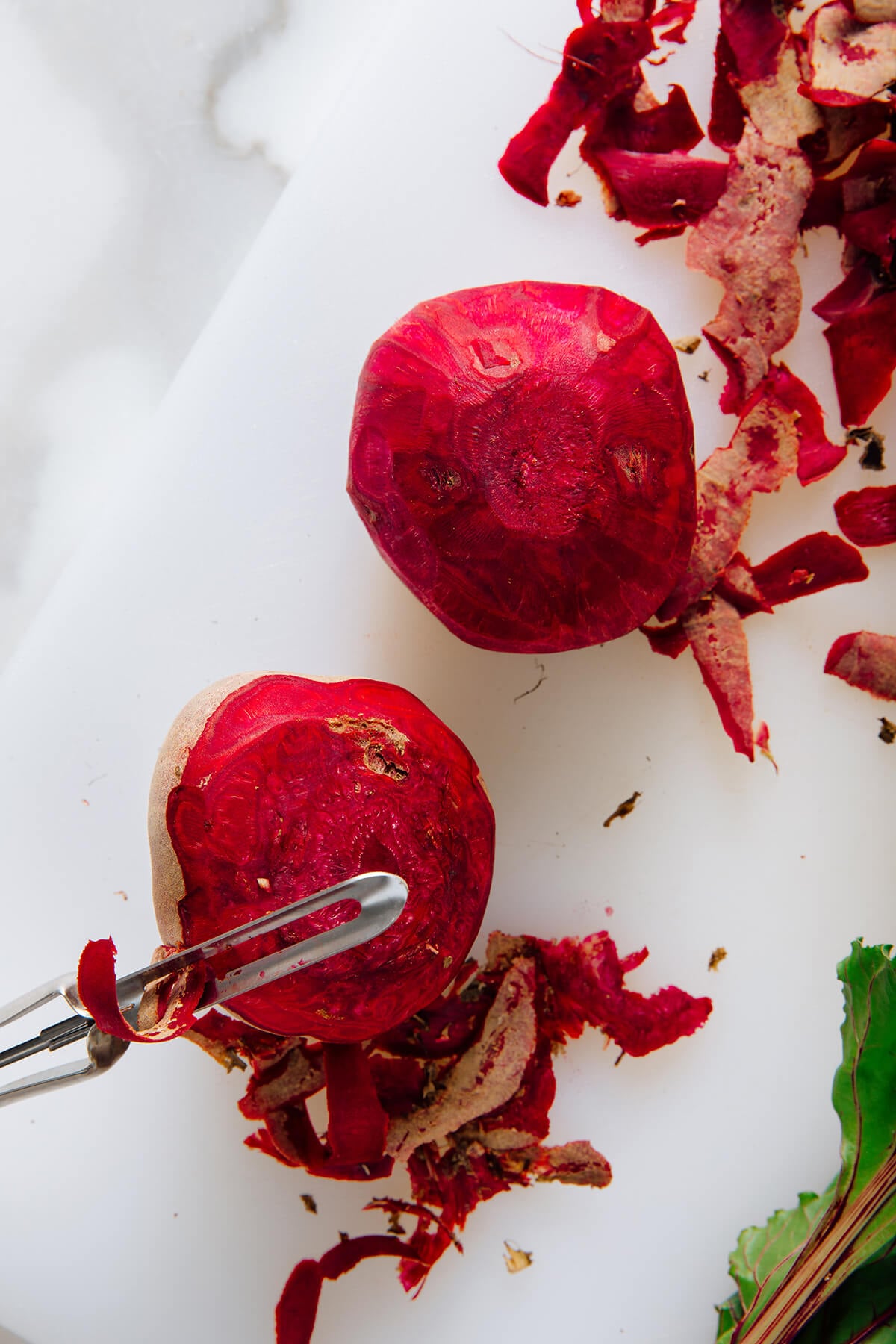 peeling beets
