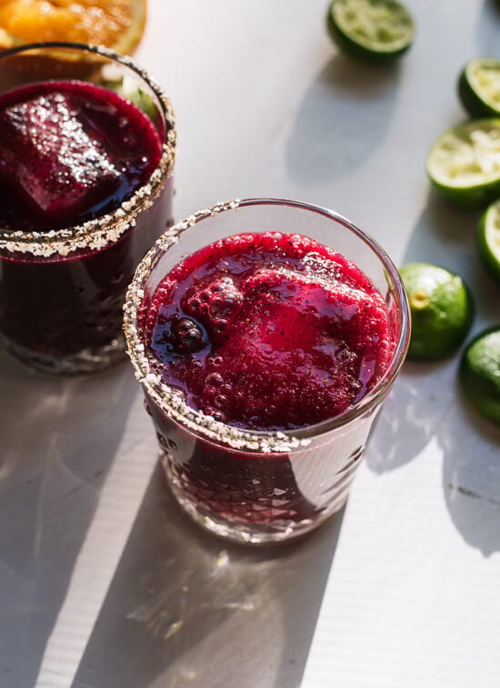 Frozen blueberry margaritas