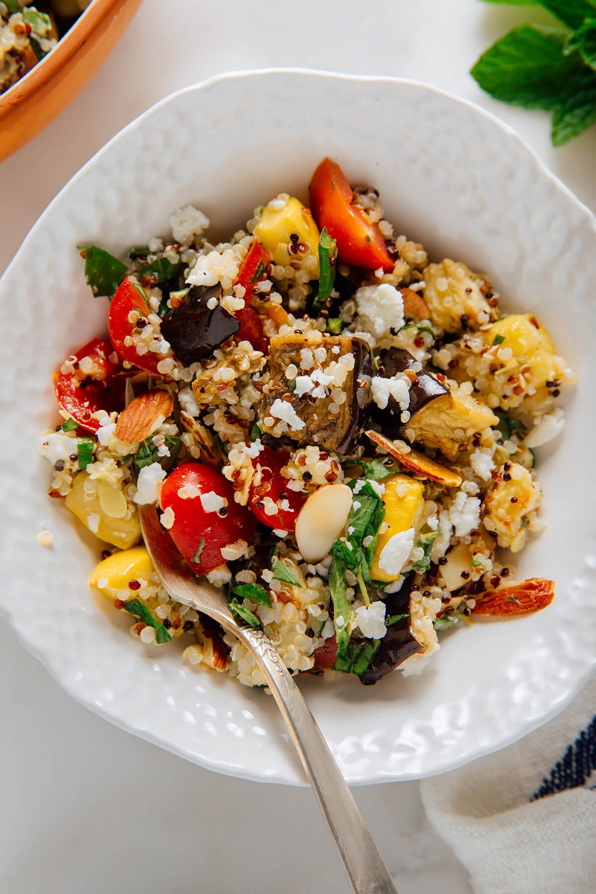 Mediterranean quinoa salad in bowl