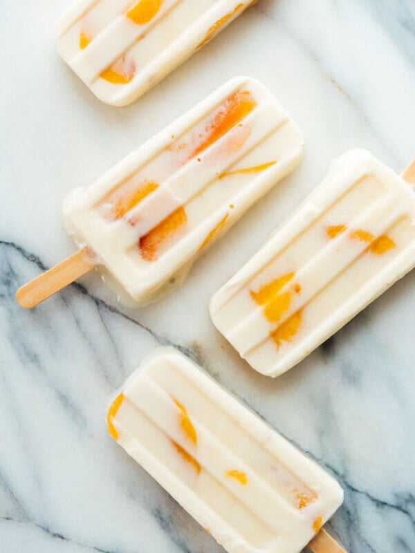 Creamy honey-sweetened peach yogurt popsicles #cookieandkate