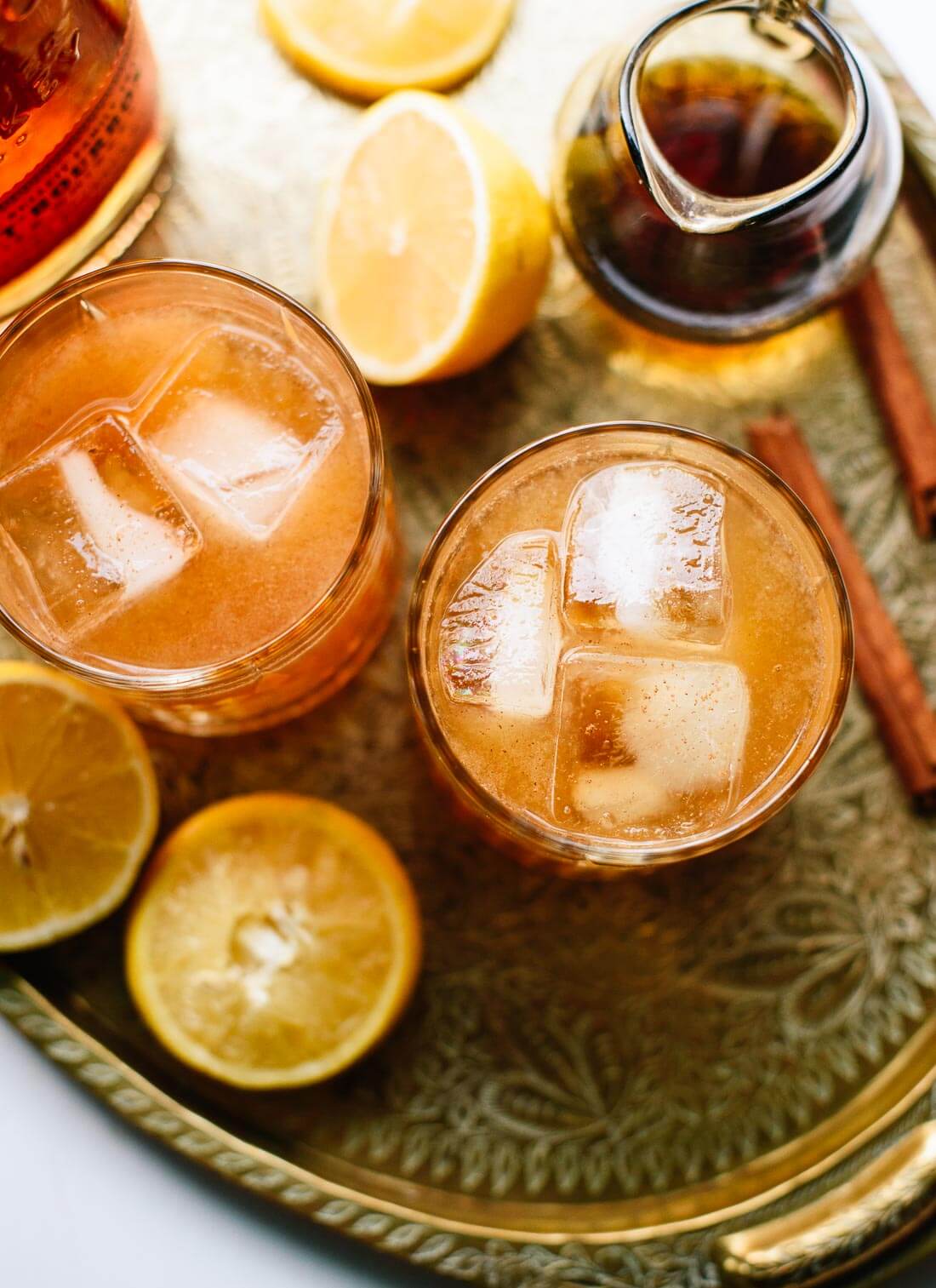 Cinnamon spiced, naturally sweetened whiskey sour -