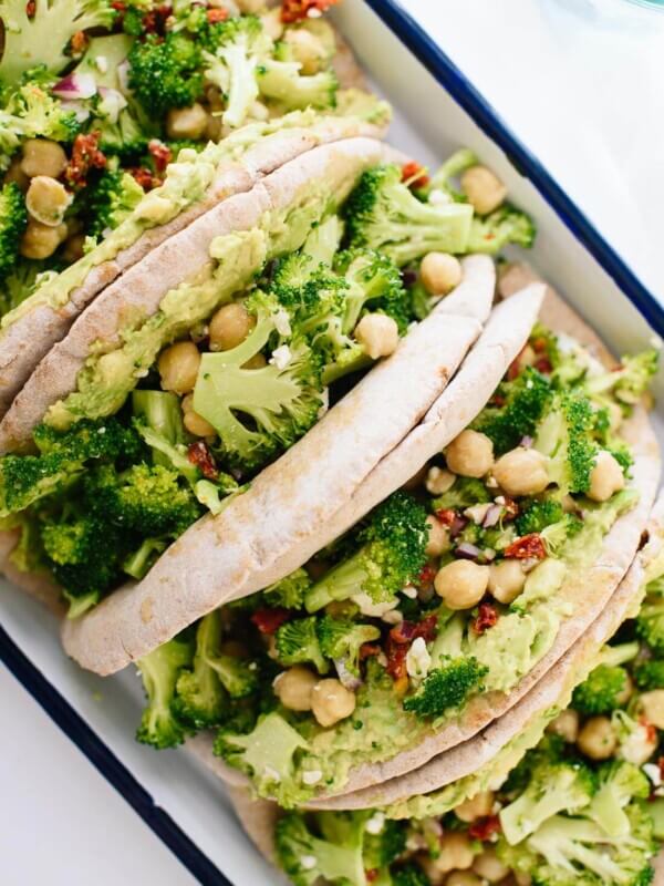 Here's a fresh lunch recipe! Broccoli chickpea pita sandwiches with avocado - cookieandkate.com