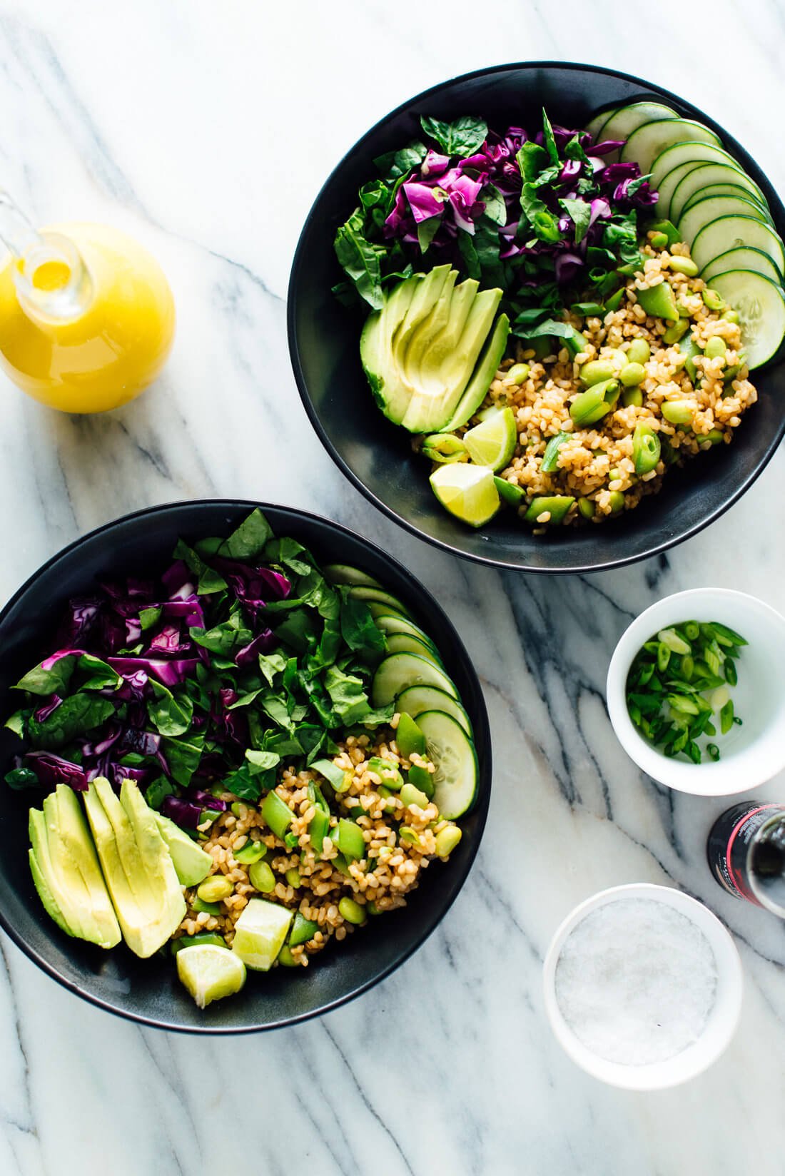 Buddha bowls with carrot-ginger dressing