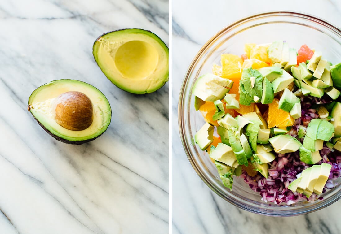 avocado, red onion, cilantro and jalapeno