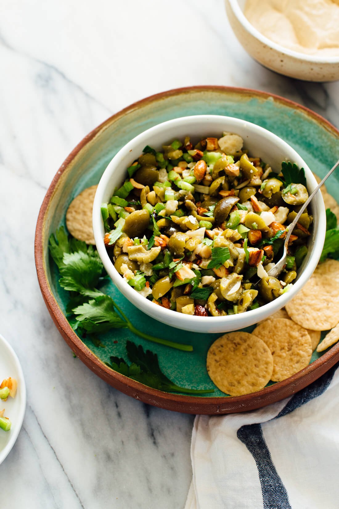 green olive parmesan appetizer recipe with crackers