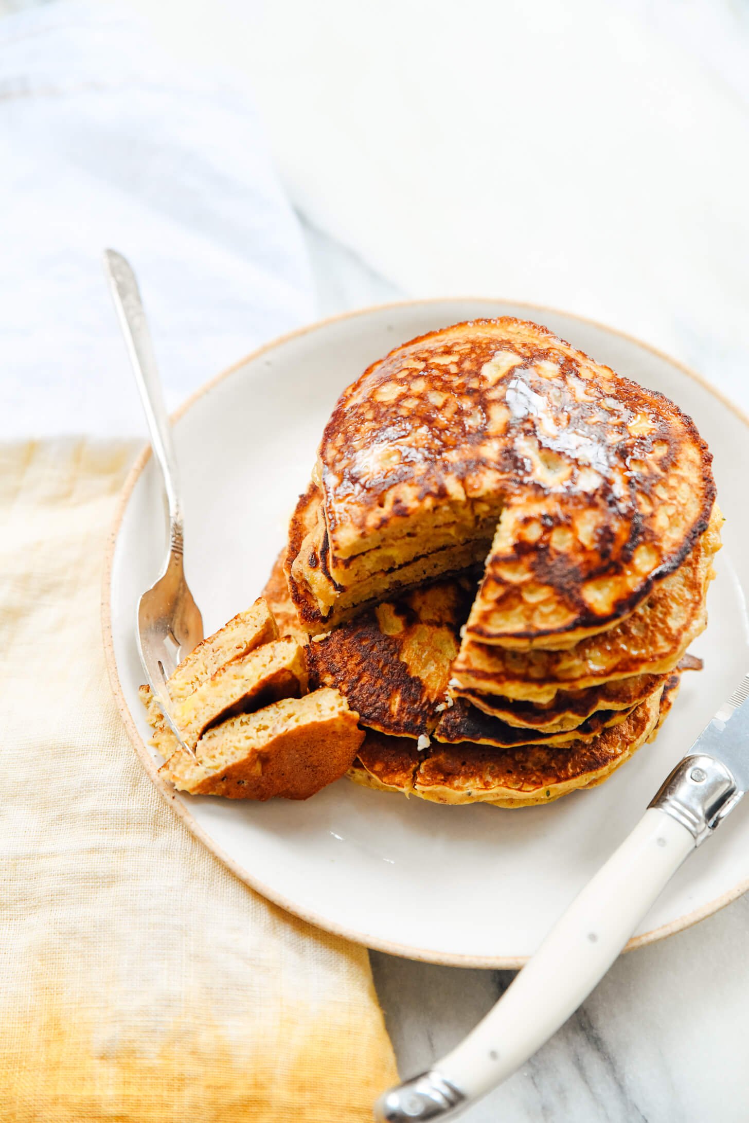 stack of easy banana pancakes