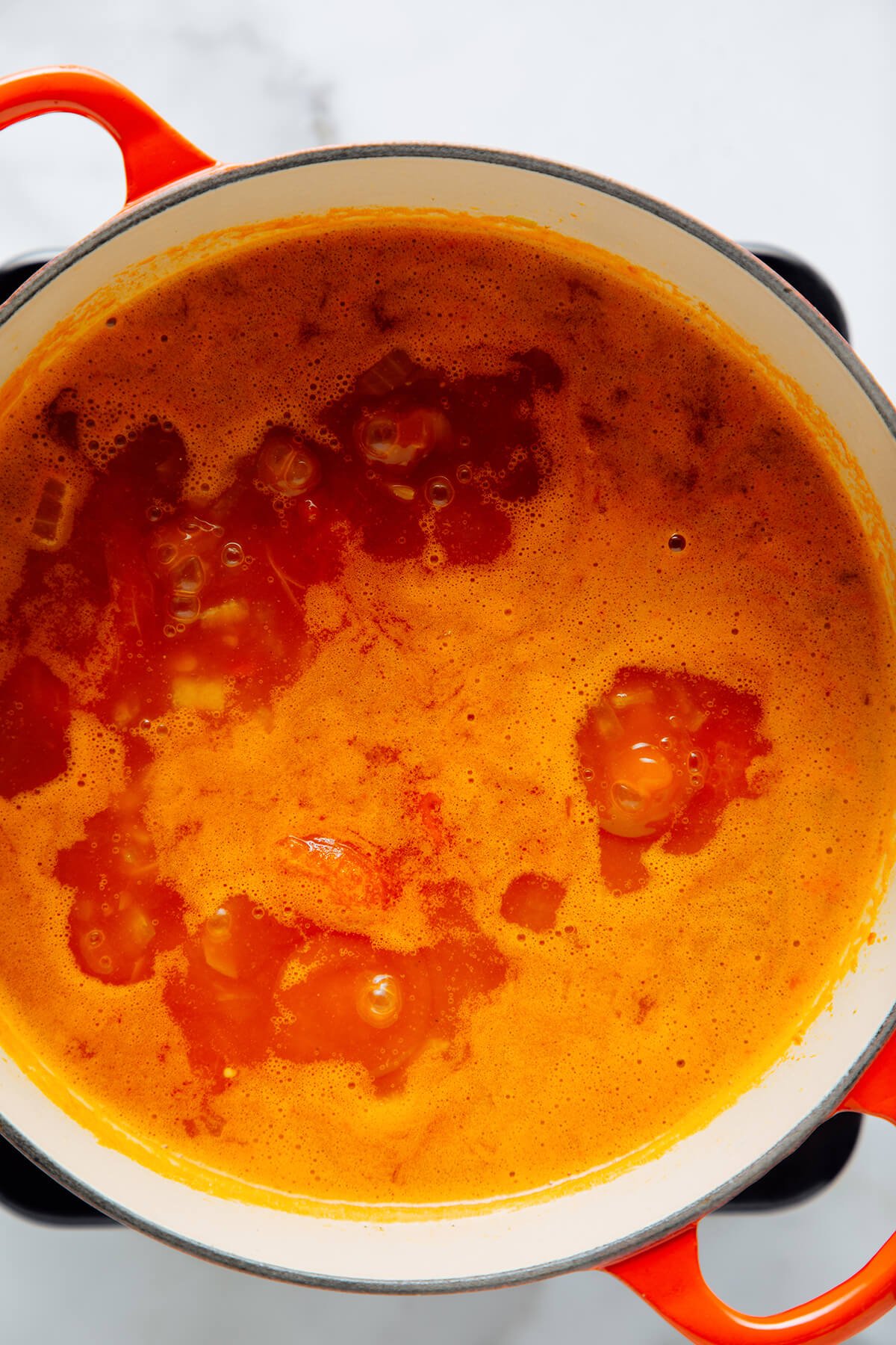 simmering chickpea tomato soup