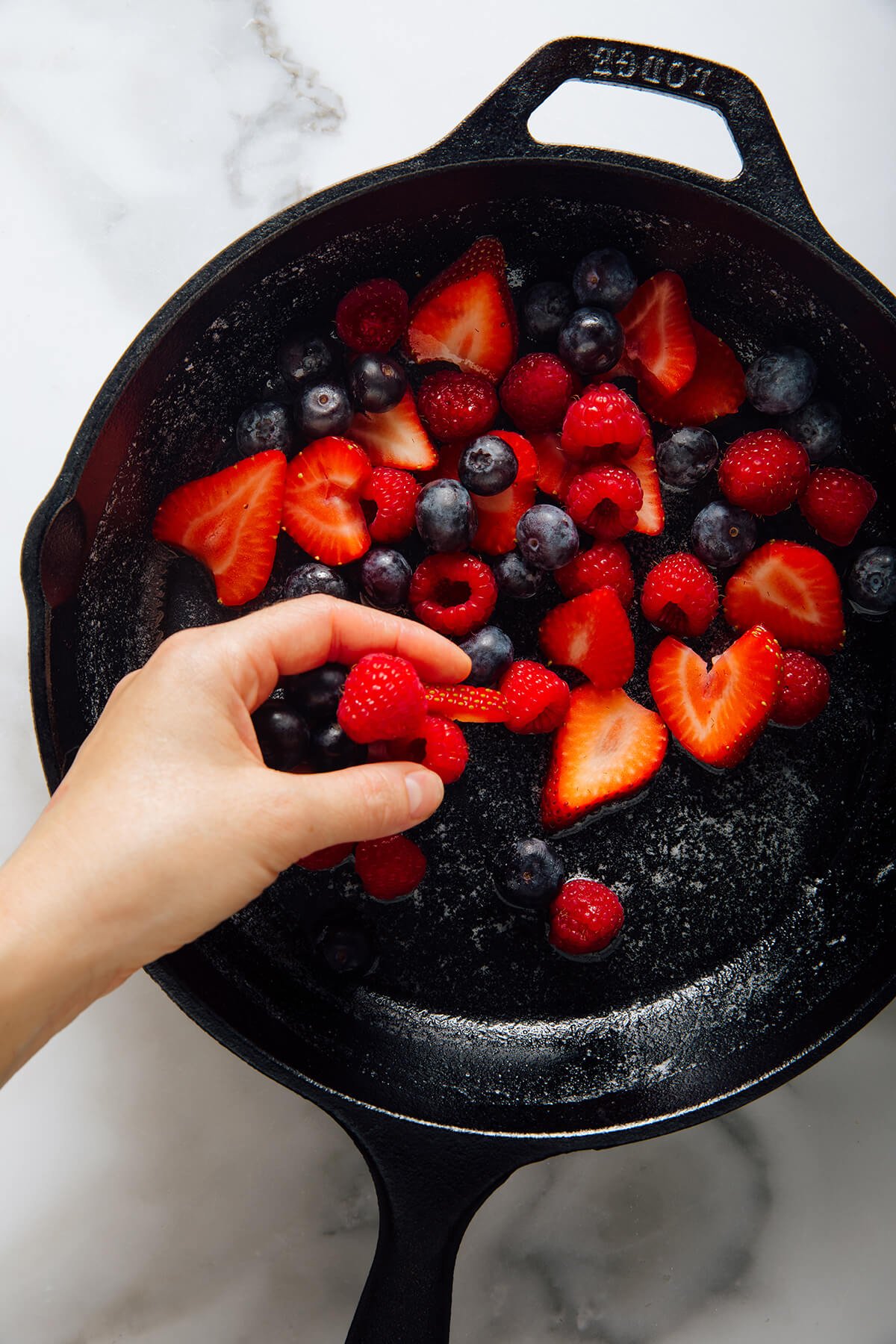 berries in skillet