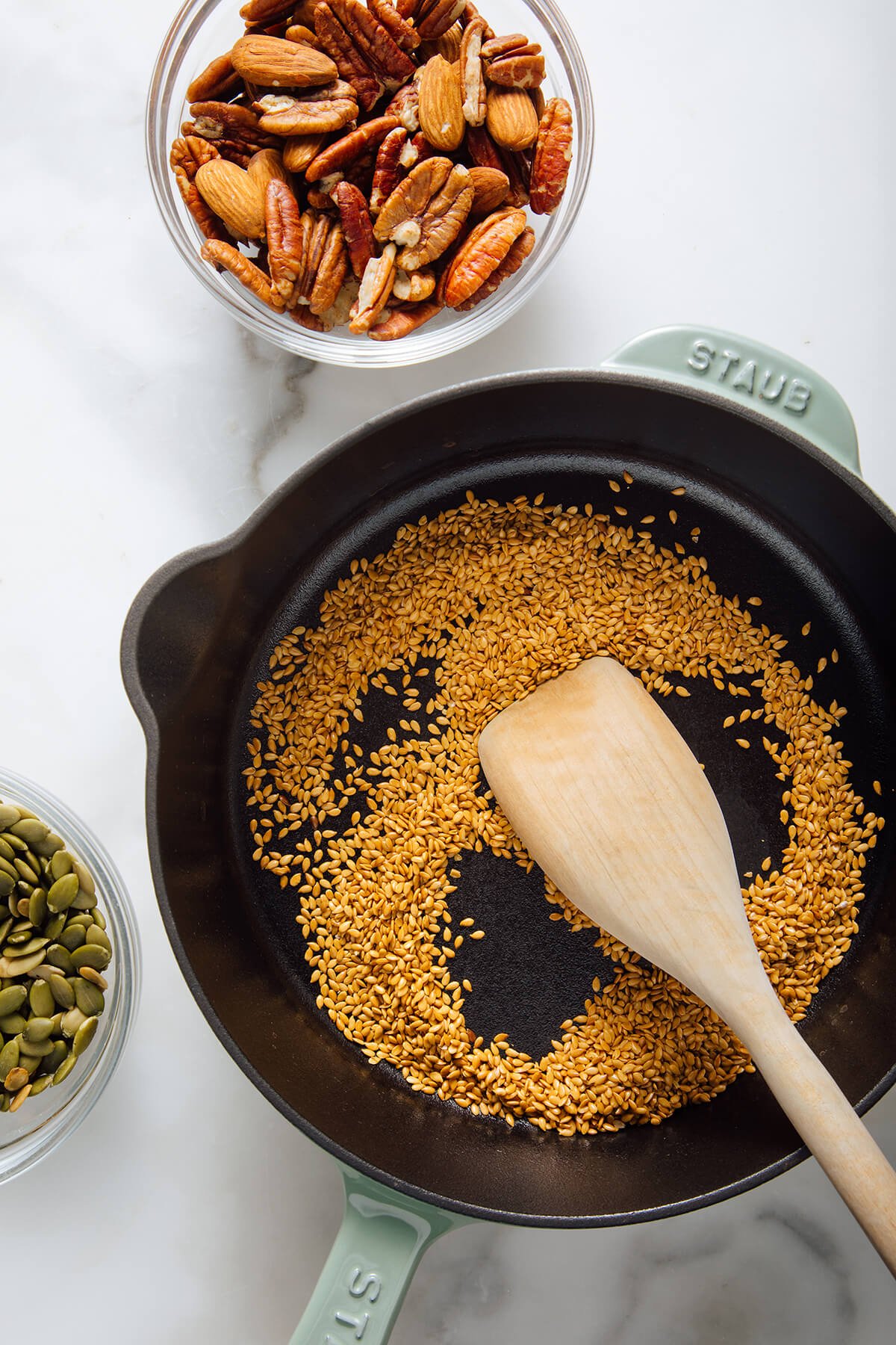 toasted flaxseeds and nuts