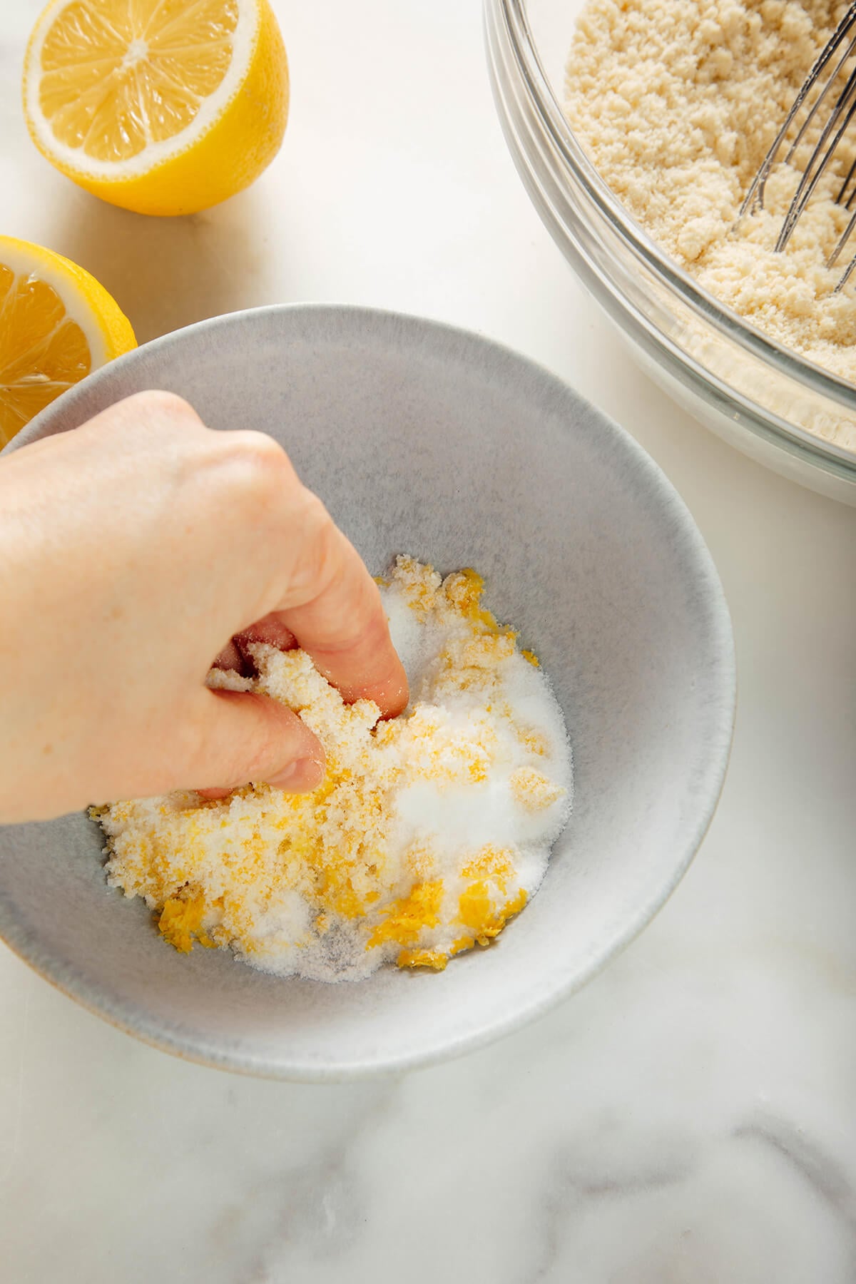 mixing lemon zest